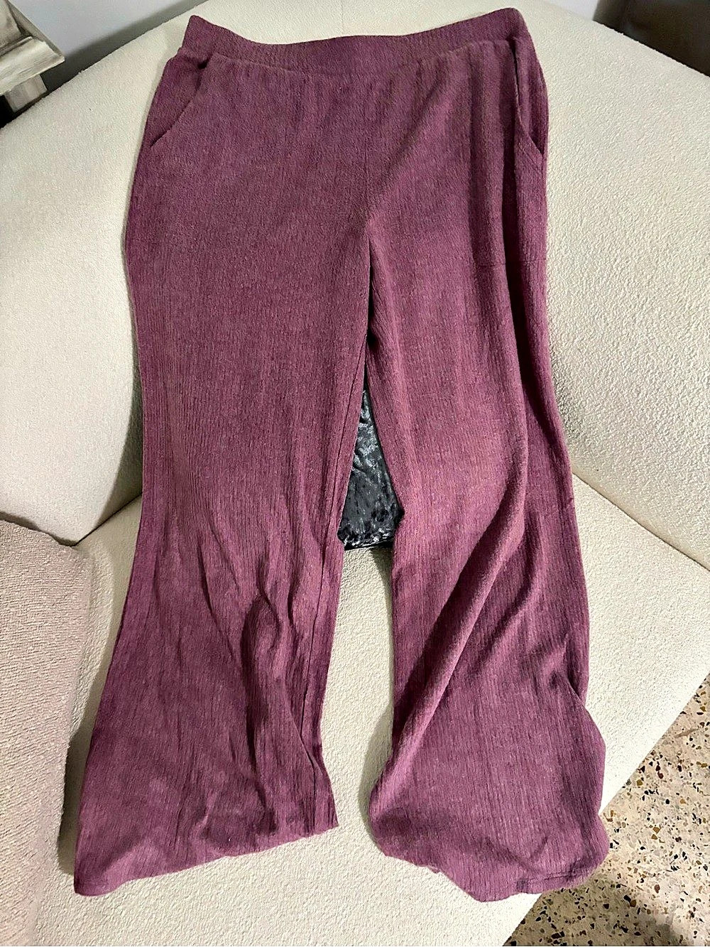 van winkle & co Solid Ribbed Knit Wide Leg Coordinating Sleep Pants